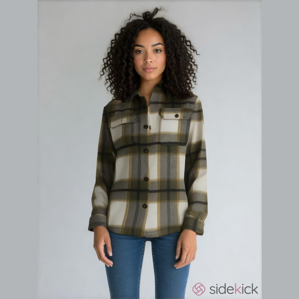 Zara Plaid Button-Up Shirt Jacket